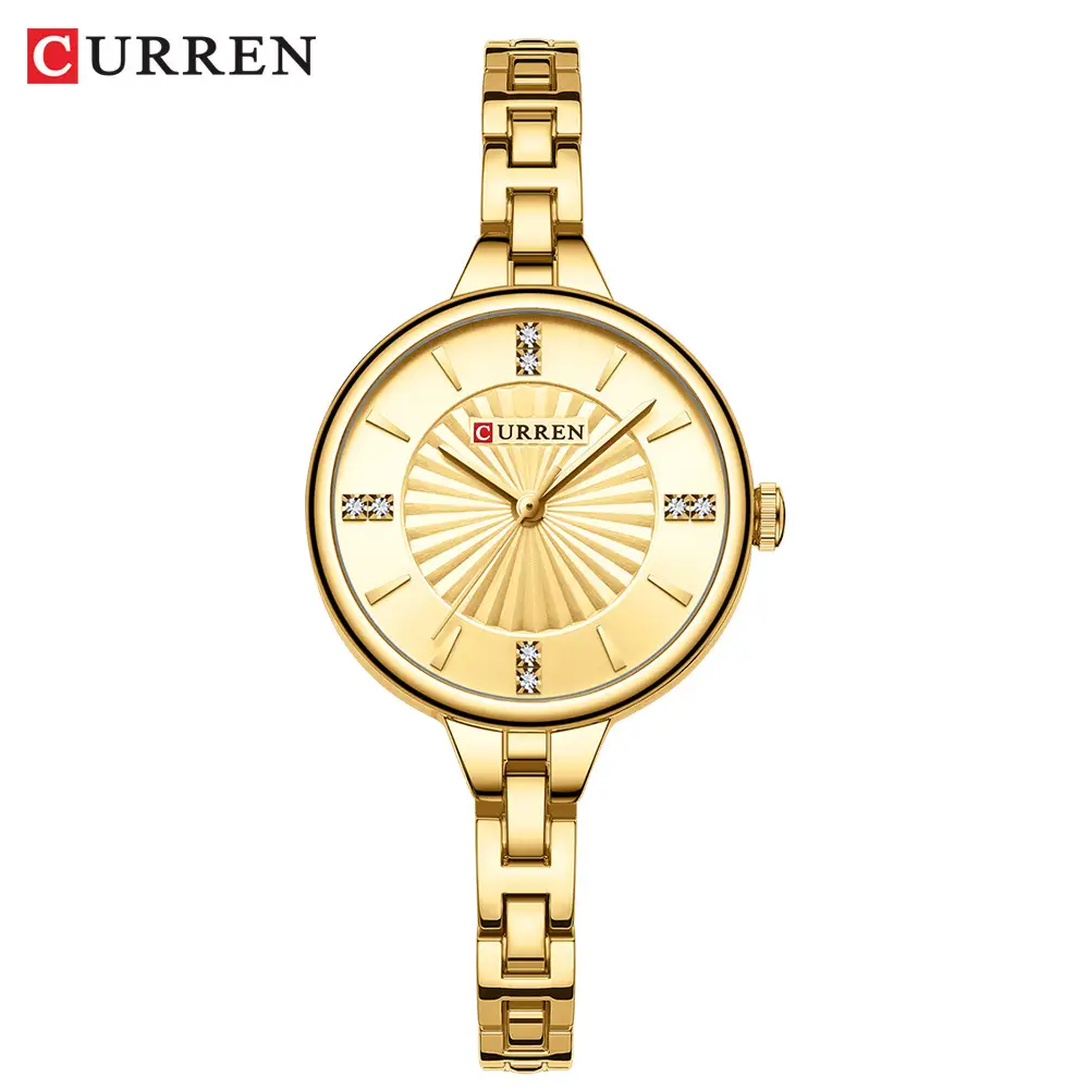 Curren 9097 marca superior relógio de quartzo feminino moda casual ouro prata à prova dwaterproof água pulseira aço inoxidável feminino elegante relógio