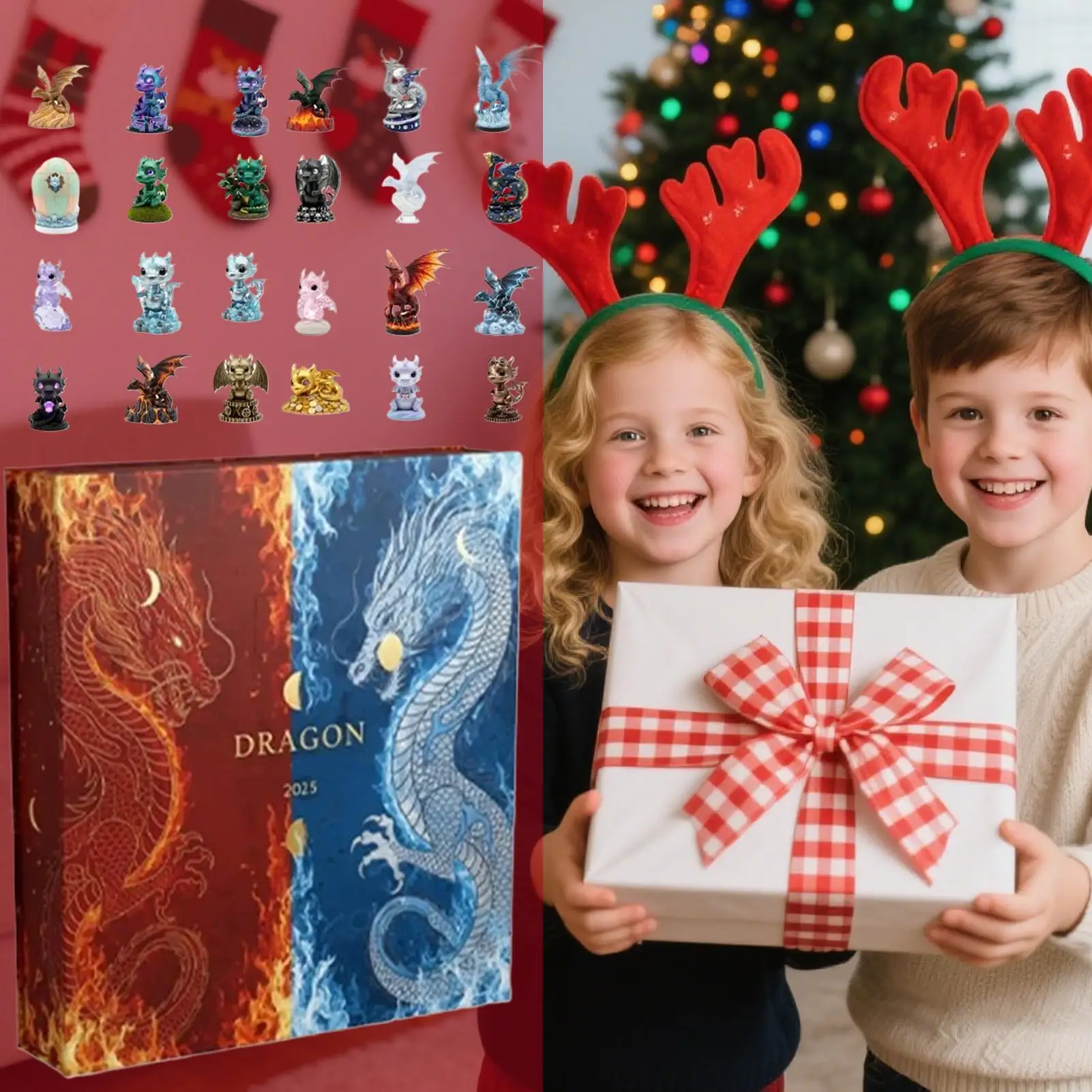 عيد الميلاد التقويم مجيء 2025 لطيف 2D الاكريليك 24 يوما هدايا الحفلات التنين زخرفة العد التنازلي التقويم للأطفال هدية عيد ميلاد #4
