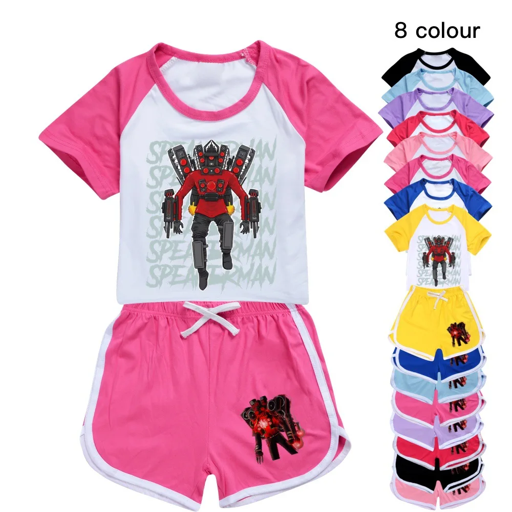 Girls Boys Summer Clothing Set Skibidi toilet Kids Sports T shirt +Pants 2-piece set Baby Clothing Comfortable Outfits Pyjamas