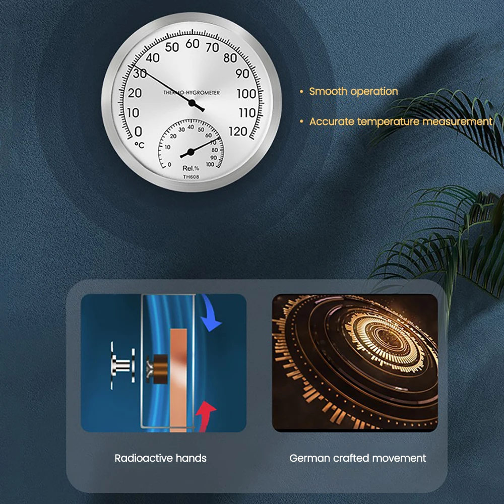 Aço Inoxidável Termômetro e Higrômetro, Parede Pendurada, Interior, Exterior, Sauna Sala, Temperatura, Umidade Tester, Monitor