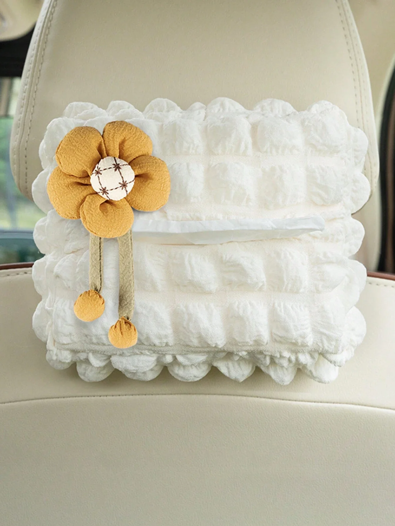 1pc Puff Car Tissue Box Car Armrest Box Sun Visor Seat Hanging Paper Drawer Cute Car Tissue Box