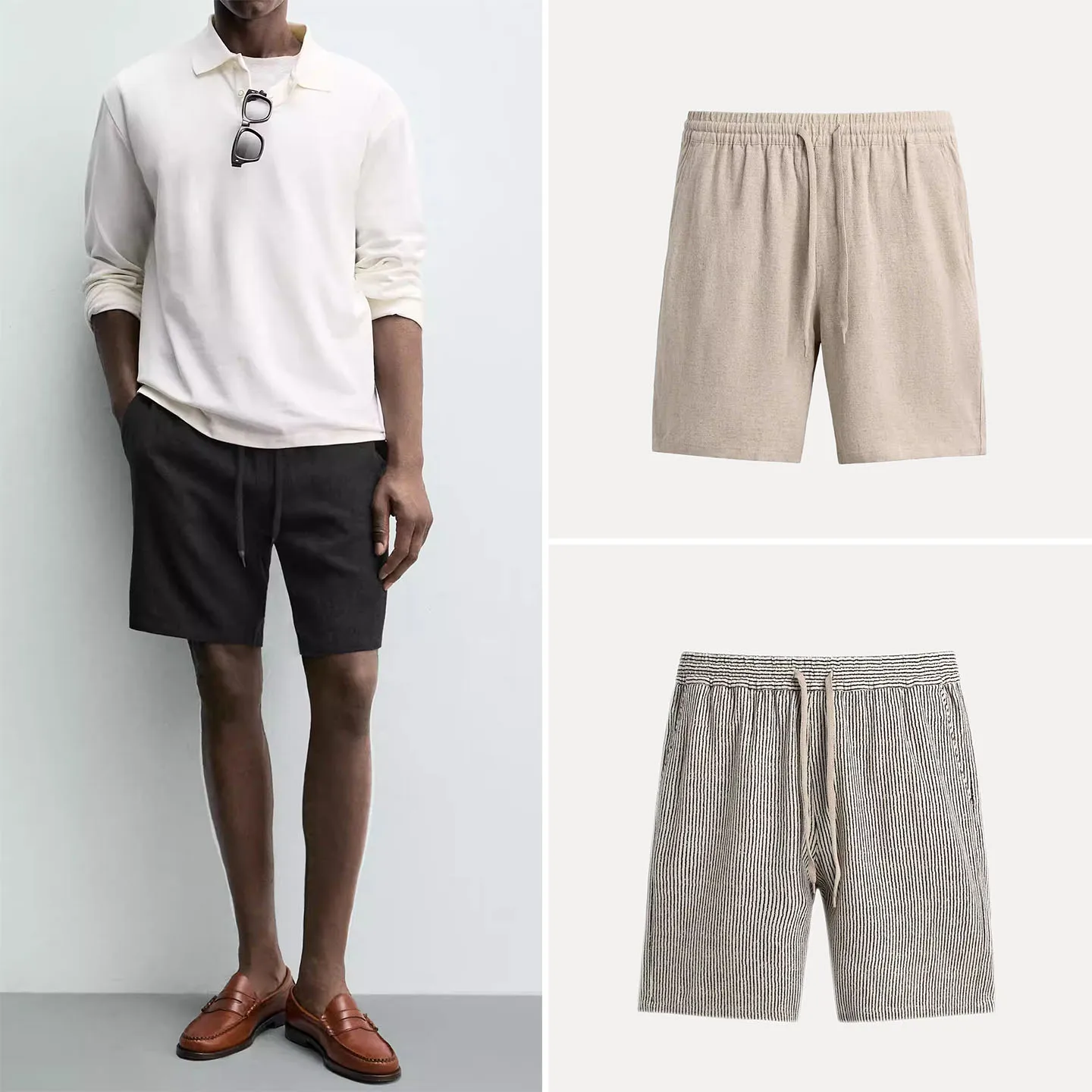 

Casual Stripe Elastic Waist Loose Fit Men's Shorts Spring 2026 New Arrival ZADATA Brand Comfortable Breathable Fashionable