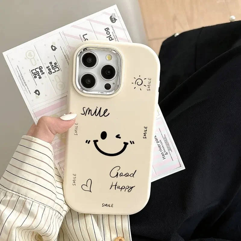 

Smile Pattern Phone Case For iPhone 11 12 13 14 15 16 17 Pro Max XS XR X 7 8 Plus 16E SE2 17 Air Shockproof Soft Silicone Cover