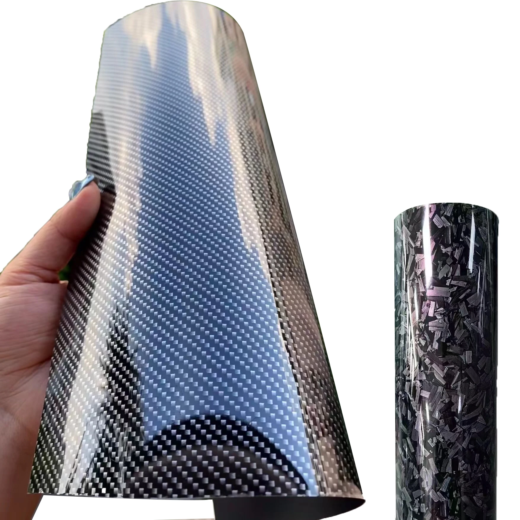 Air Bubble Free 3D 4D 5D 6D Gloss Flower Carbon Black Full Body Car Sticker Film Wrap Auto Carbon Fiber Vinyl Roll