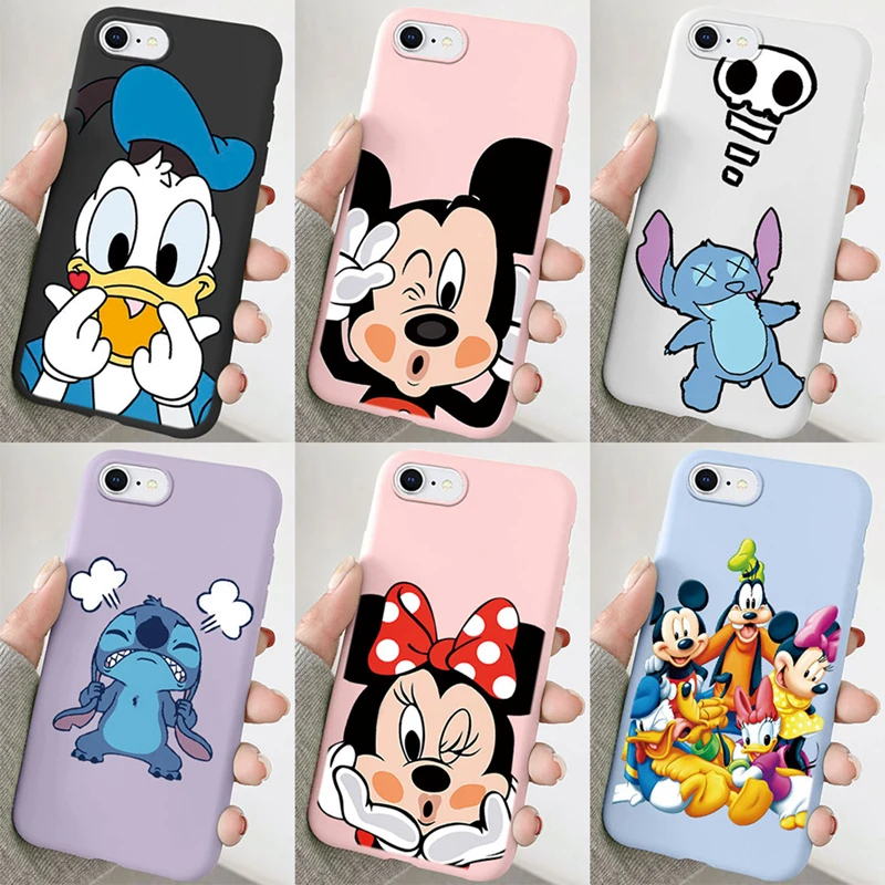 for iPhone SE 2020 2022 Phone Case Minnie Mickey Donald Duck Stitch Cartoon Cute Silicone Cases for iPhone 6 6S 7 8 Plus Cover