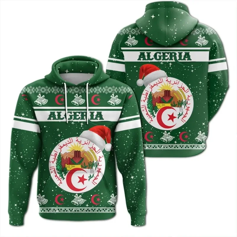 Algeria Active Flag Hoodie For Men African Region Men's Printed Casual Oversized Hoodie Mens Long Sleeve Sport Tracksuit Coat