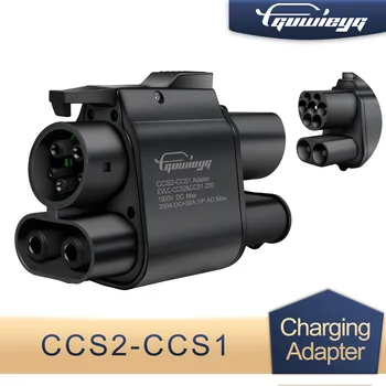GUWIEYG CCS2 auf CCS1 EV-Ladegerät-Adapter, DC-Schnellladung, passend für tragbares CCS2 EV-Ladegerät und CCS1-Standardautos