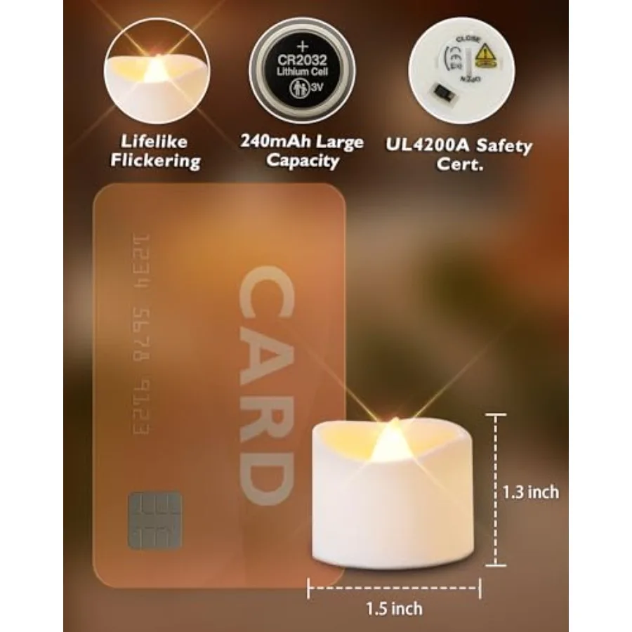 12Pcs Flickering Flameless Candle Battery Operated, 200+Hours Fake Electric LED Tea Lights for Wedding, Halloween, Christmas view 3