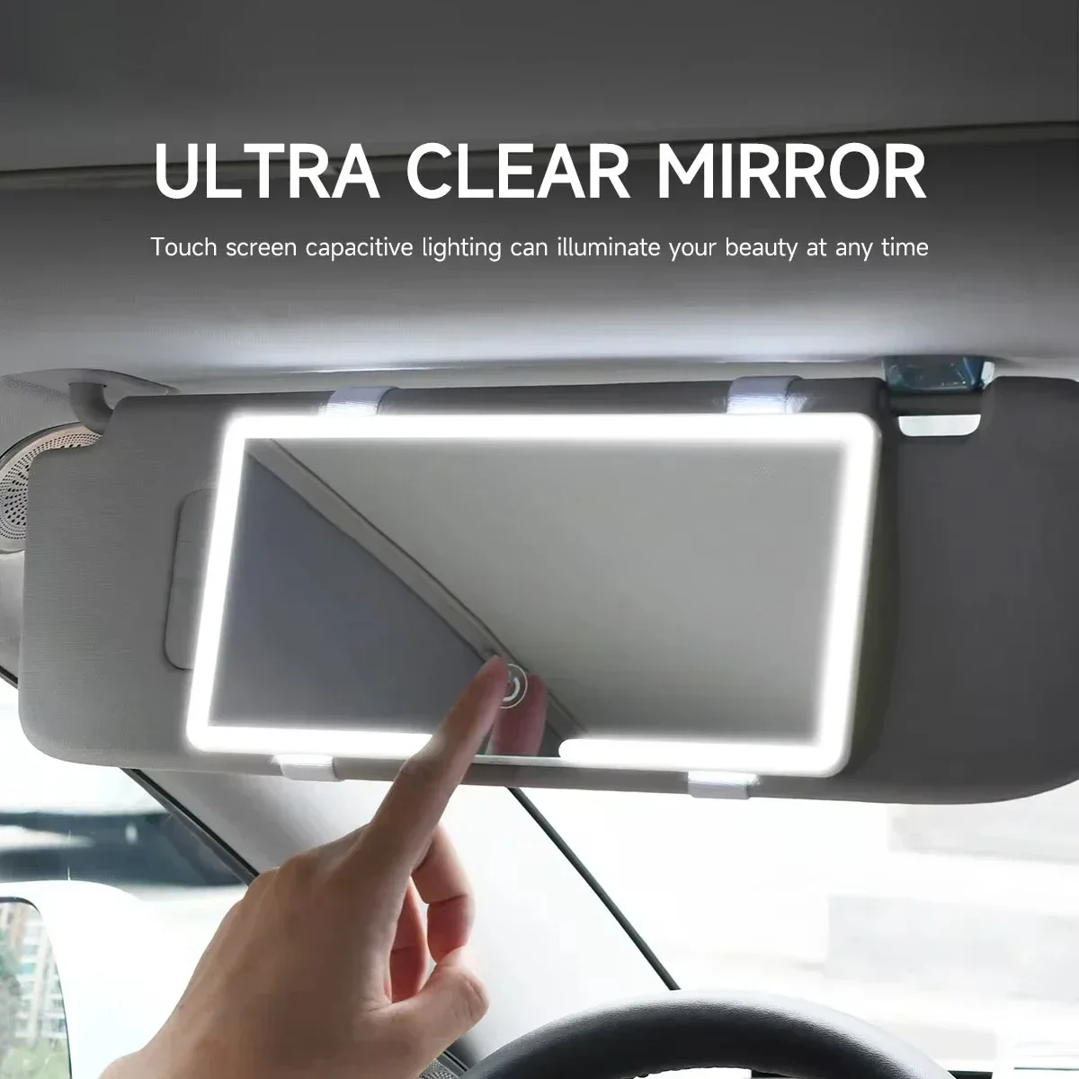 Universal Car Interior LED Makeup Mirror for Girls Rechargeable Thin Sun Visor Vanity Mirror with Adjustable Lighting