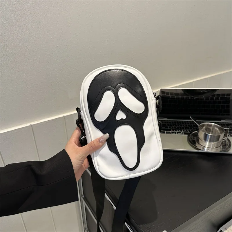 Edgy Skull & Ghost Crossbody Shoulder Bag, New Funny Phone Carrier Purse for Women/Men Compact Square Bag Gothic Personality - Image 2
