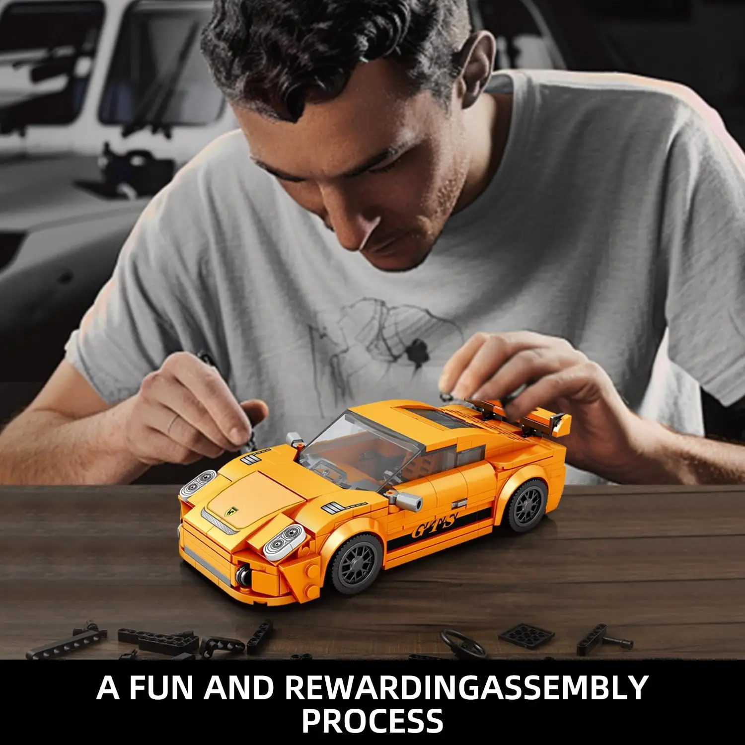 Autobouwpakket voor kinderen, schaal 1:24 sportwagenmodelsets voor volwassen jongens tieners geven of verzamelen, bouwstenen speelgoedauto