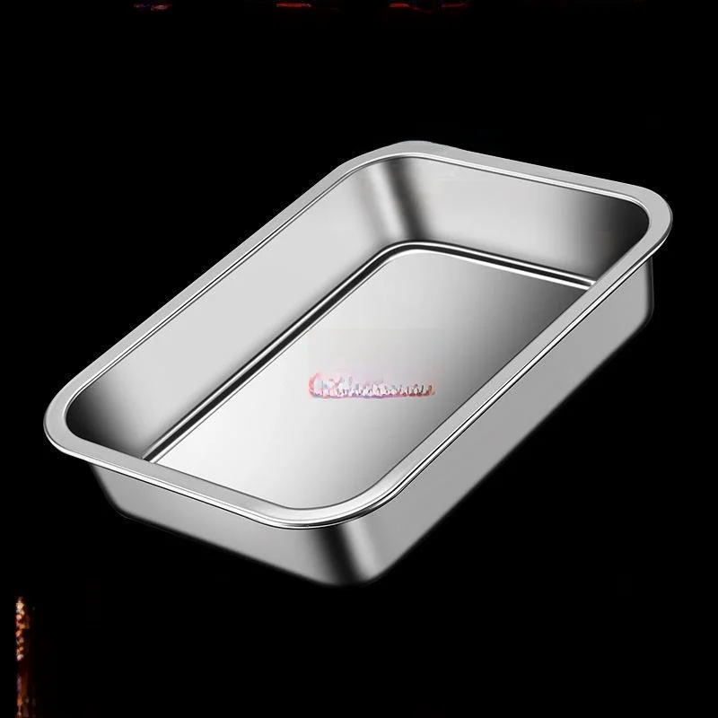Thickened Stainless Steel Rectangular Tray Multi-use White Steel Kitchen Home Use Rectangular Plate Dining Service Tray