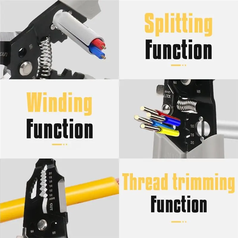 AT05 – Kabelabisolierwerkzeug, 28-in-1, multifunktionaler Abisolierer, Zange, 20,3 cm, Drahtschneiden, Crimpen, Verdrahtung, Handwerkzeug