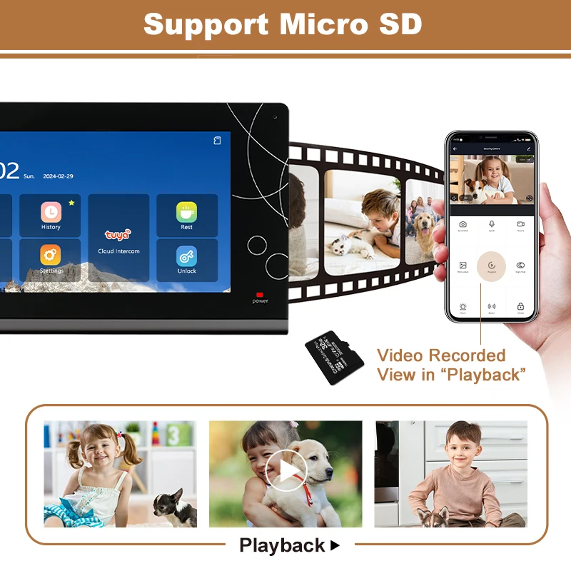 Sistema de intercomunicación de vídeo IP con WiFi, timbre de puerta con grabación de vídeo PIR WDR, 1080P, aplicación TUYA inteligente