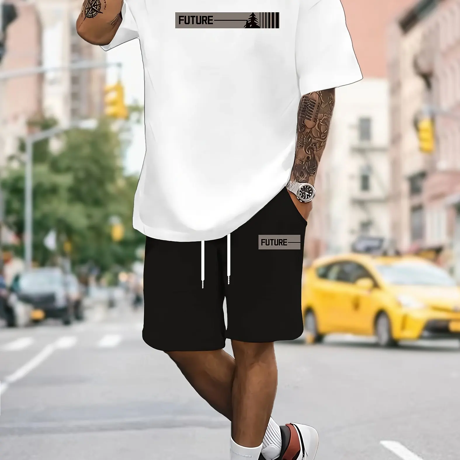 

Men's casual loose sports short-sleeved shorts set Quick-drying sweat-absorbing soft breathable light men's T-shirt shorts set