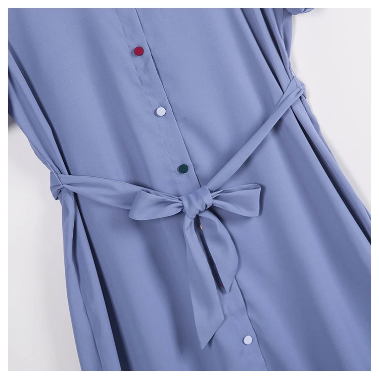 Estate nuova serie Sle Nan Dr Color Colion colletto legato in vita Colore Bule Dr per donna Altro materiale