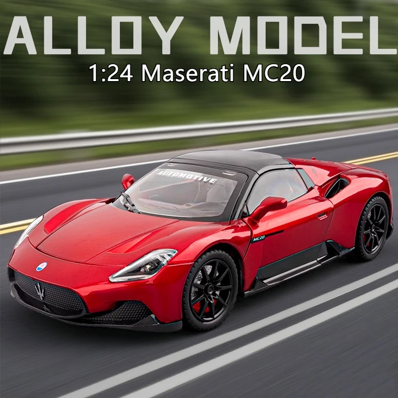1:24 Maserati MC20 Sports Car Alloy Car Model Diecasts Metal Toy Car Model Simulation Sound Light Collection Kids Gift