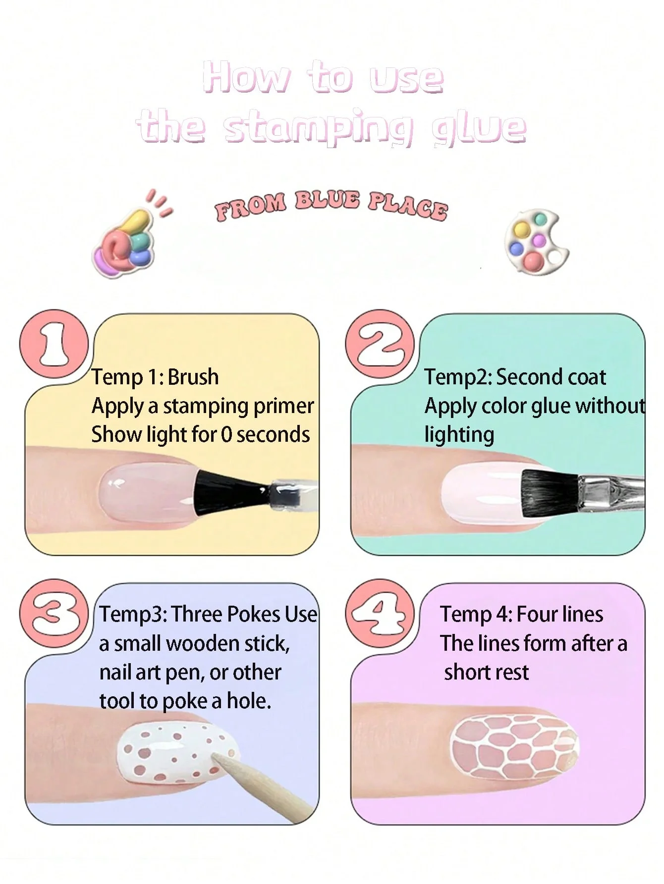 2 قطعة فقاعة الغراء مجموعة نمط جديد كزة الغراء صافي موجة سوداء ثقب الغراء عالية التشبع اللون اللوحة فرك مسمار المواد الغراء ث