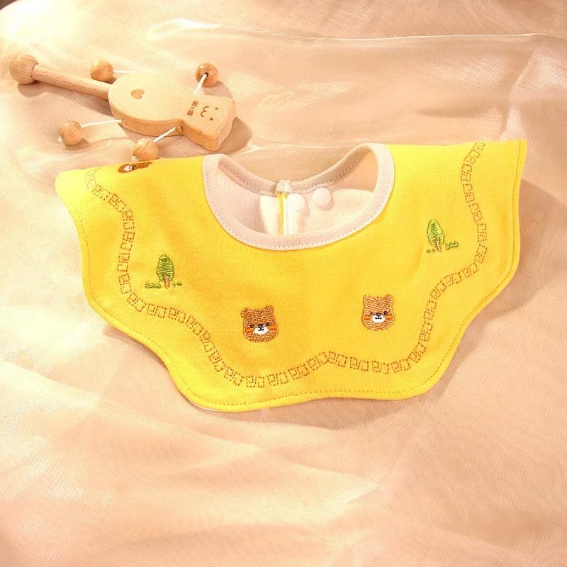 Cute Embroidery Cotton Baby Bibs Autumn New Infant Bib Newborn Burp Cloths for Kids Boy Girl Spring Soft Feeding Saliva Towel