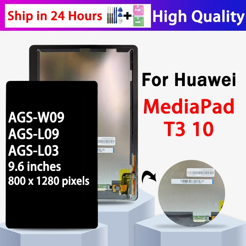 Prueba de 100% de 9,6 pulgadas para Huawei MediaPad T3 10 pantalla LCD MONTAJE DE digitalizador con pantalla táctil AGS-L03 AGS-L09 AGS-W09 pantalla