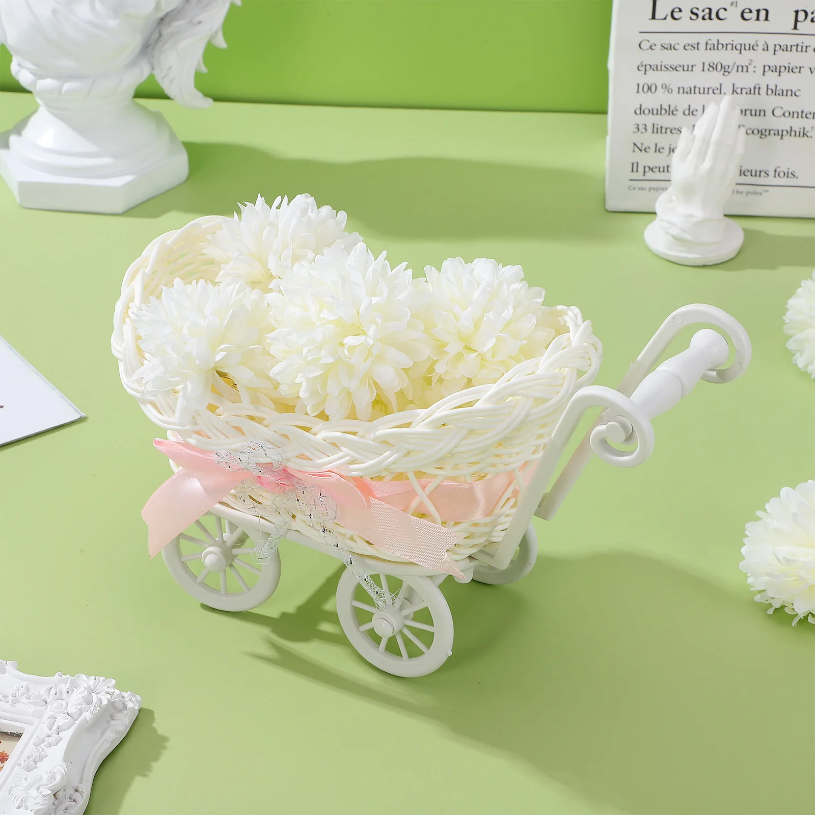 

2pcs Imitation Rattan Woven Storage Basket Cart Shape Candy Holder For Home Kitchen Snack Organizer Dried Fruit Chocolate