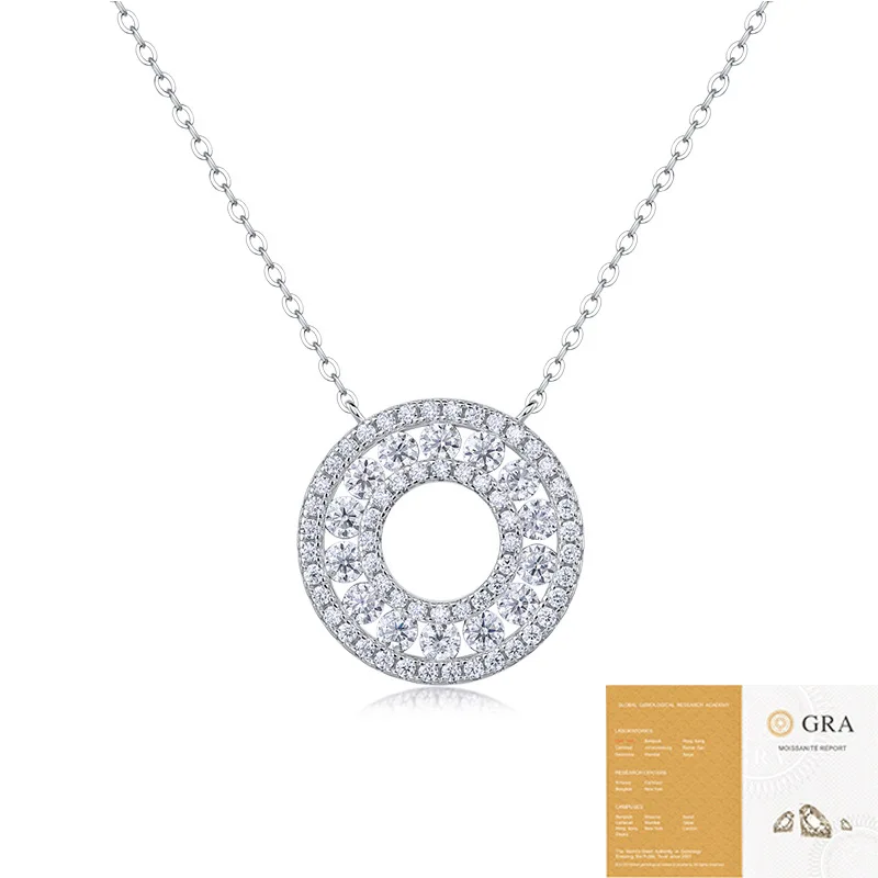

925 Sterling Silver 18k Gold Plated Moissanite Pendant Necklace for Women Wedding Jewelry collares LUNYIZUAN