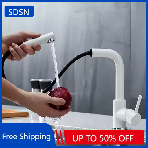 Hot Cold Kitchen Sink Mixer Tap Stainless Steel Pull Out Kitchen Sink Faucet Deck Mounted White Pull Down Kitchen Mixer Faucets