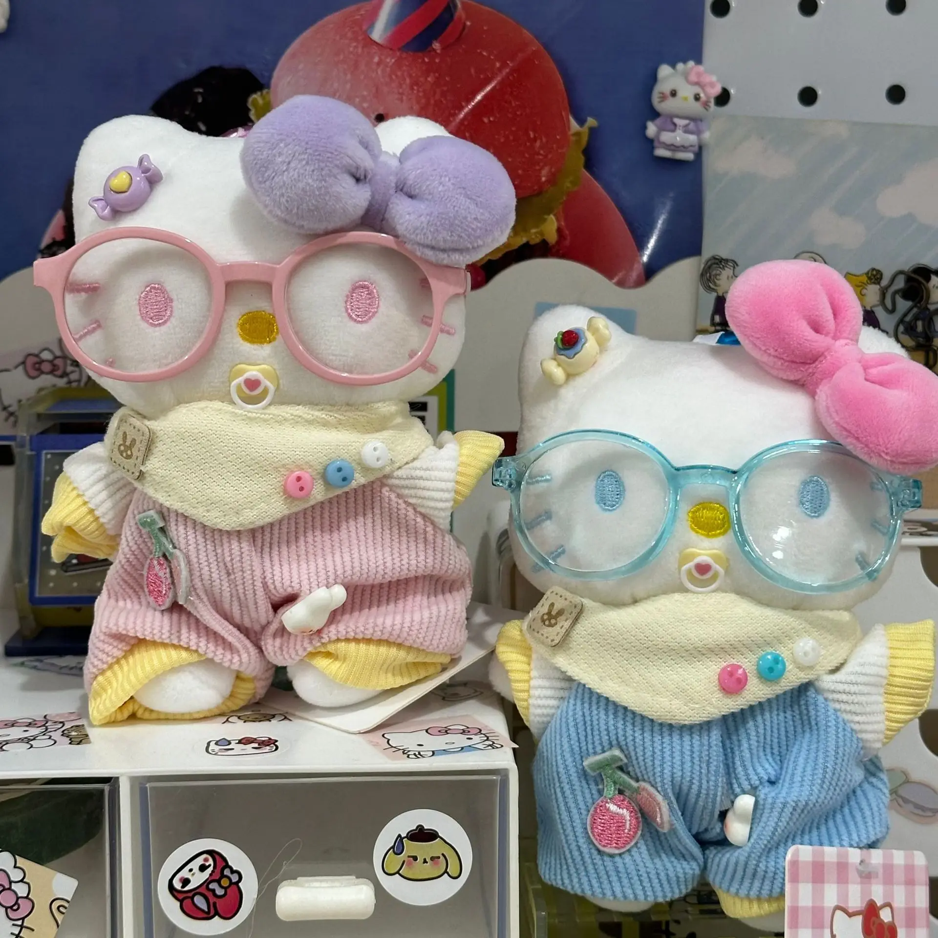 Olá kitty bebê em rastejando roupas conjunto chupeta chaveiro de pelúcia pingente dos desenhos animados grânulo corrente chaveiro decoração presente