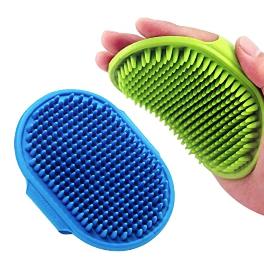 

Dog Grooming Brush Pet Shampoo Bath Brush Soothing Massage Rubber Comb with Adjustable Ring Handle for Long Short Haired Dogs a