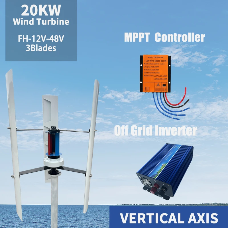 

12V 24V 48V 20KW Wind Turbine Genertator Alternative Energy Generators Complete Household On Grid System Kit 12V 24V Home Farm