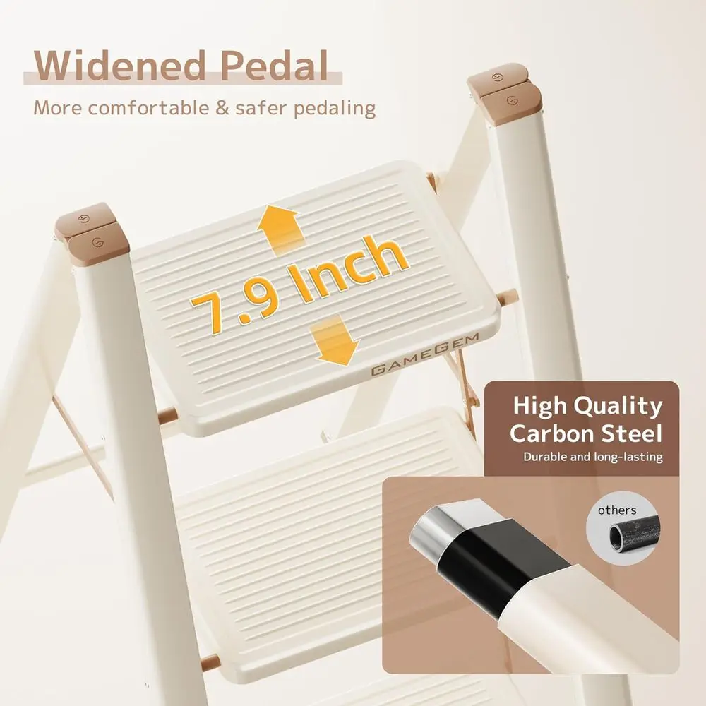 4 Step Ladder Folding Step Stool with Wide Anti-Slip Pedal, 330LBS Capacity, Lightweight Portable Stepladder for Home and Kitche