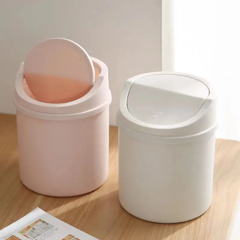 JIANWU Mini Simplicity Desktop Dustbin for Desktop Cleaning High Capacity Plastic Garbage Manager for Office Supplies Kawaii