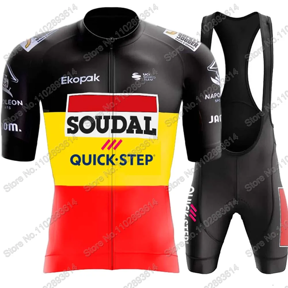 Team Soudal Quick Step 2024 Belgium Cycling Jersey Set Clothing Road Bike Shirts Suit Bicycle Bib Shorts MTB Wear