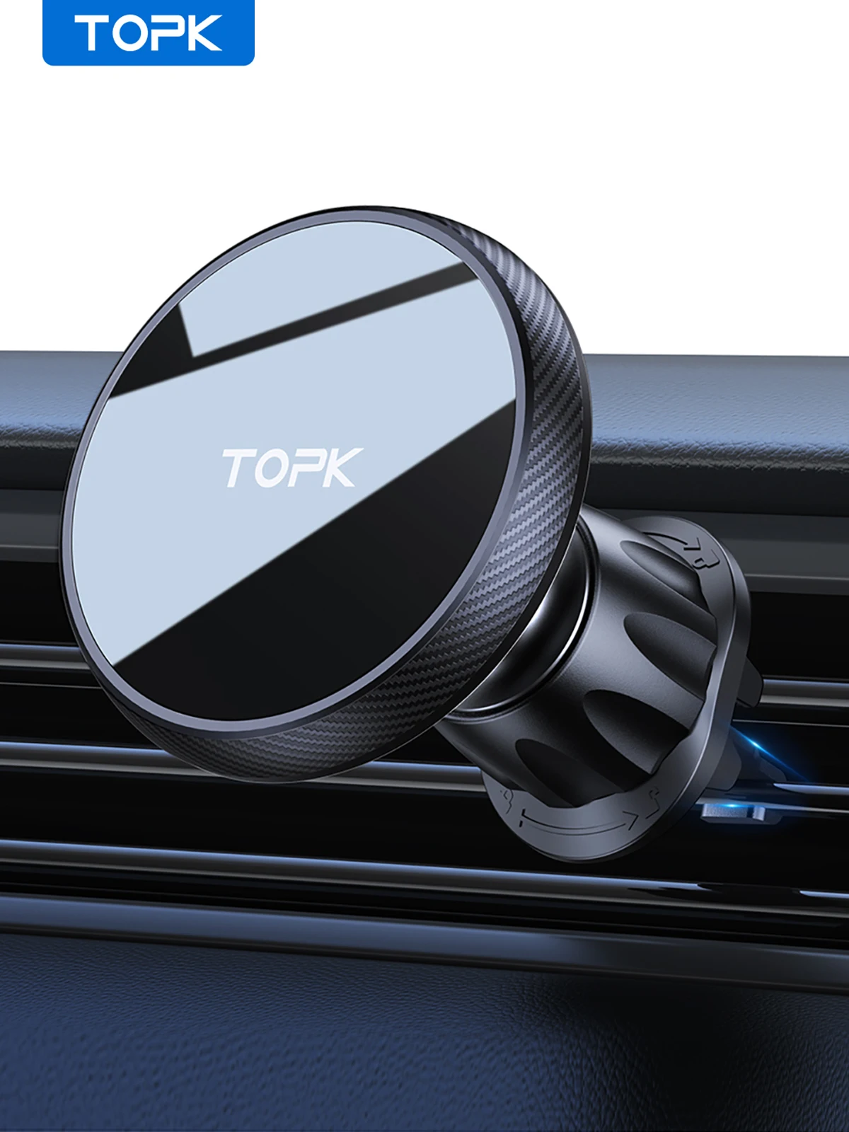 TOPK für Magsafe Auto-Handyhalterung, Starke Magnetkraft Premium-Qualität Einhandbedienung Metallhaken Magnetische Auto-Handyhalterung