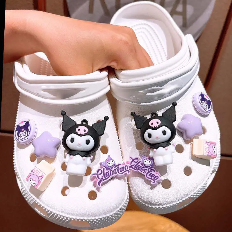 10pcs/set  Kuromi Pochacco Shoesflower Decoration KT Cat Melody Sandals Clogs Cartoon Shoe Accessories Girls Gifts