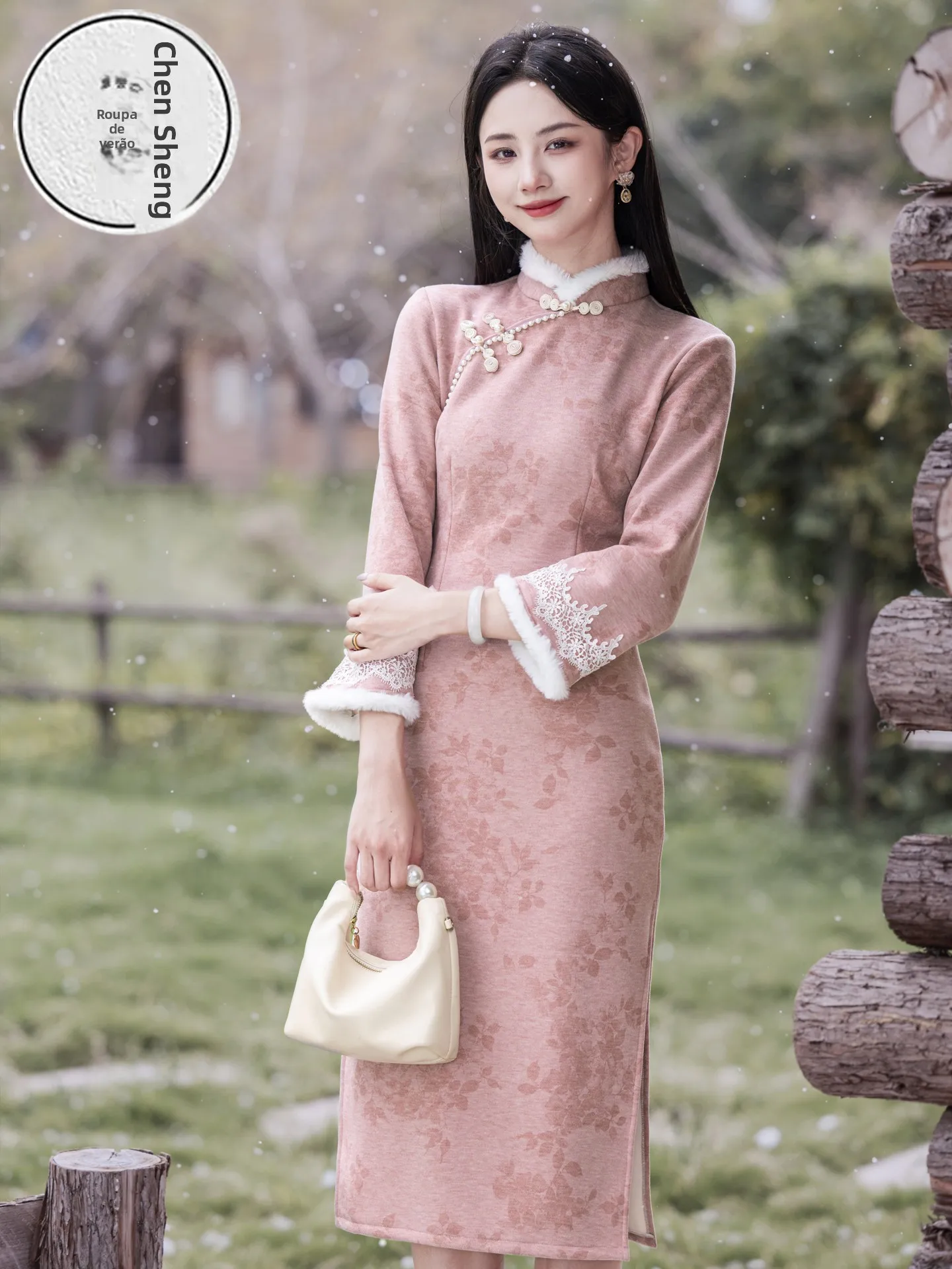 pink-winter-new-sle-qipao-dr-thi-long-sve-ele-lady-sle-long-qipao-gown-daily-wear-polyester-fiber-warmth