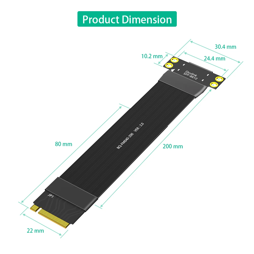 TISHRIC M.2 M Key To SFF-8612 Adapter PCIE 4.0 Gen4 Cable M2 NVME To Oculink 4i Extension Cable For External SSD Graphics Card