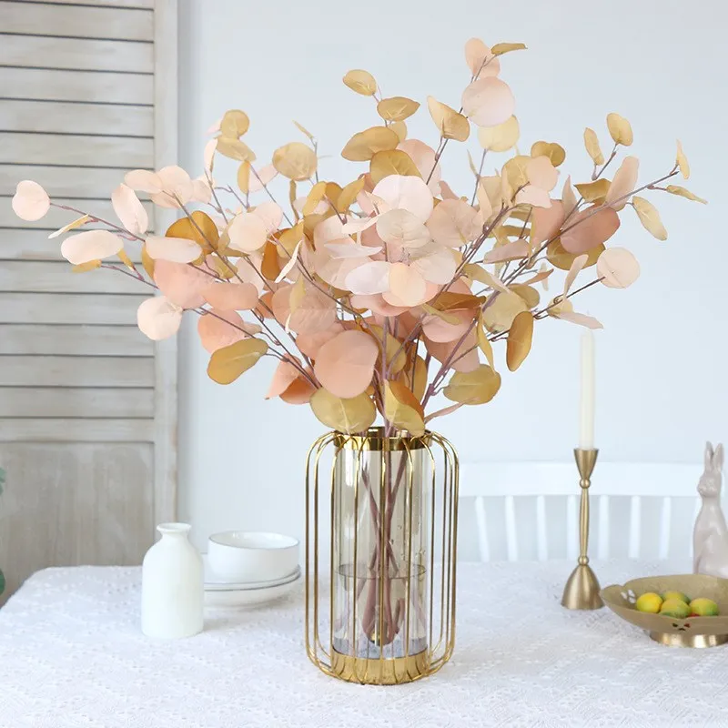 Eucalyptus Branch Artificial Plant Wedding Vases for Hotel Autumn Color Single Apple Leaf Green Christmas Home Decoration