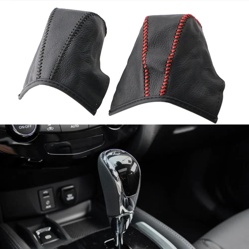 Collar de cuero para cambio de marchas de coche, cubierta de perilla de cabeza de engranaje, compatible con Nissan Qashqai J11 Xtrail x-trail X Trail T32 Murano