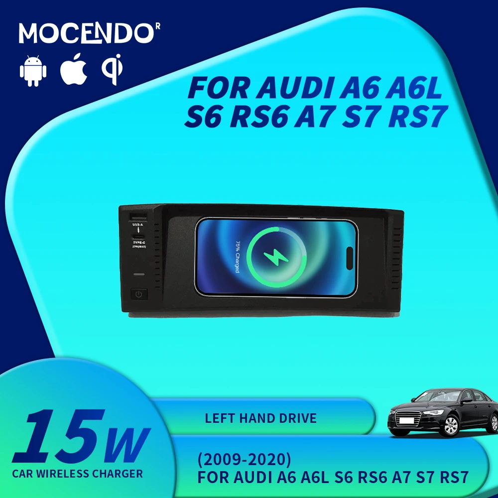 

Беспроводное автомобильное зарядное устройство Qi 15W для Audi A6, магнитный держатель для телефона iPhone. Противоскользящая стабильная зарядная станция 2009-2020.