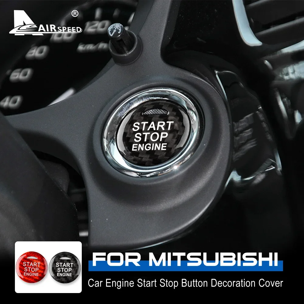 For Mitsubishi Outlander ASX Real Hard Carbon Fiber Eclipse Cross Sticker Engine Start Stop Button Ignition Device Cover Sticker
