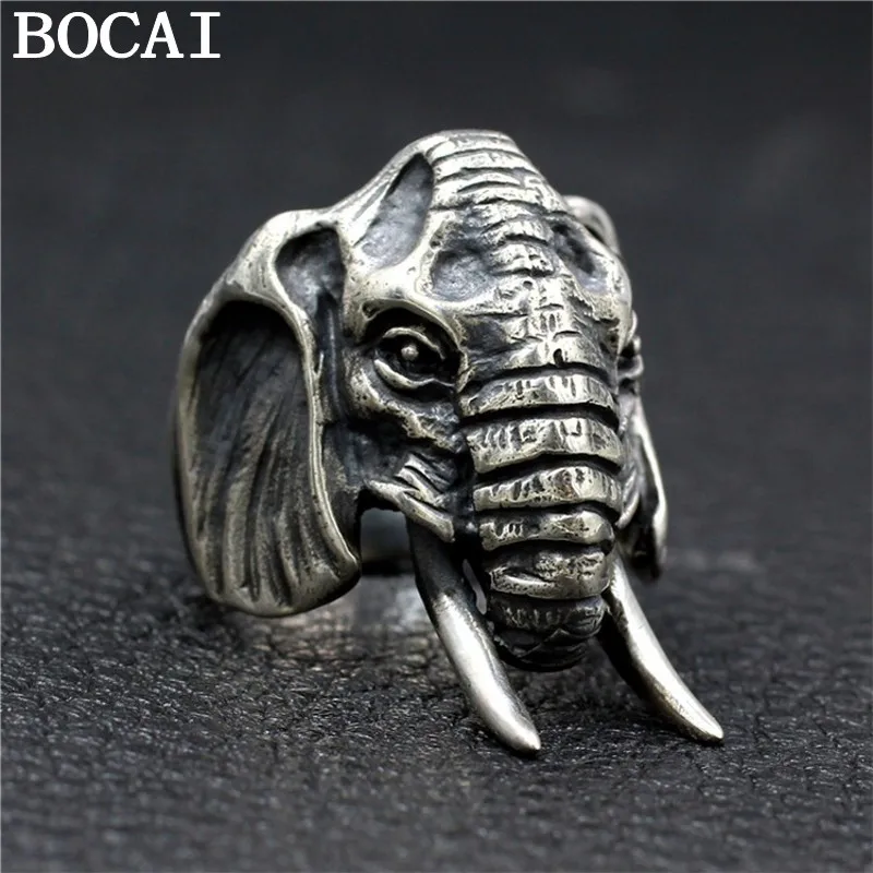 

BOCAI НОВОЕ кольцо со слоном из стерлингового серебра S925 в стиле ретро с уникальной текстурой