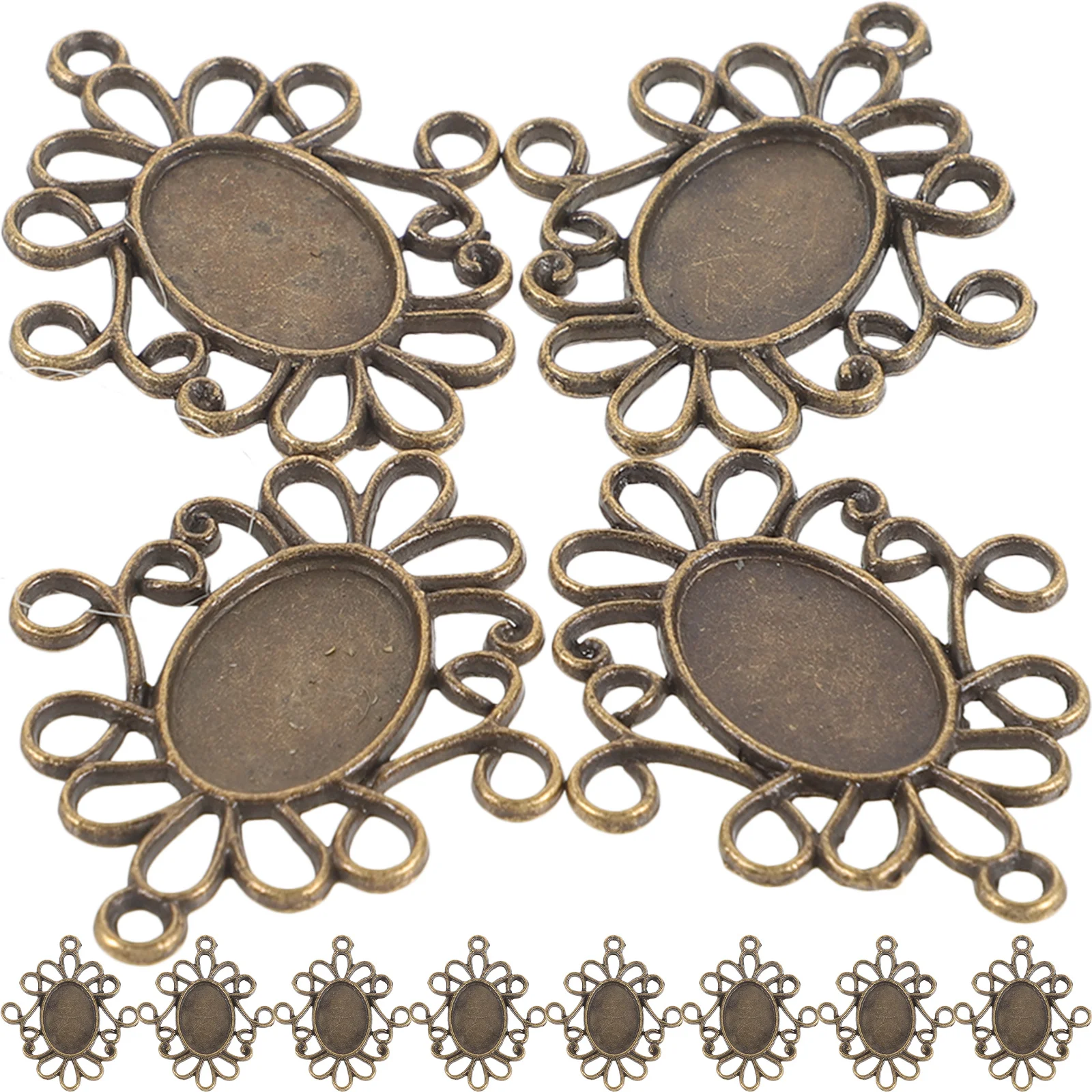 

50 pcs Alloy Bezel Pendant Trays Vintage Oval Diy Jewelry Making Accessories Metal Pendant Tray For Crafts Necklaces