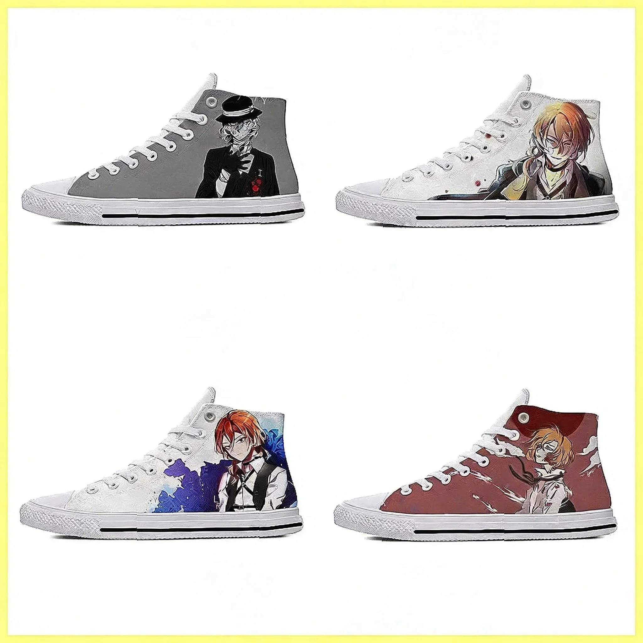 

Bungou Stray Dogs Chuuya Anime Sneakers, Lightweight Breathable High Top Canvas Shoes for Men Women