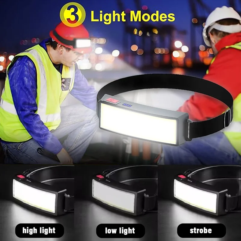 COB Portable LED Headlights Outdoor Headlight Built in Battery USB Rechargeable Head Lamp Camping Fishing Climbing Lantern image 2