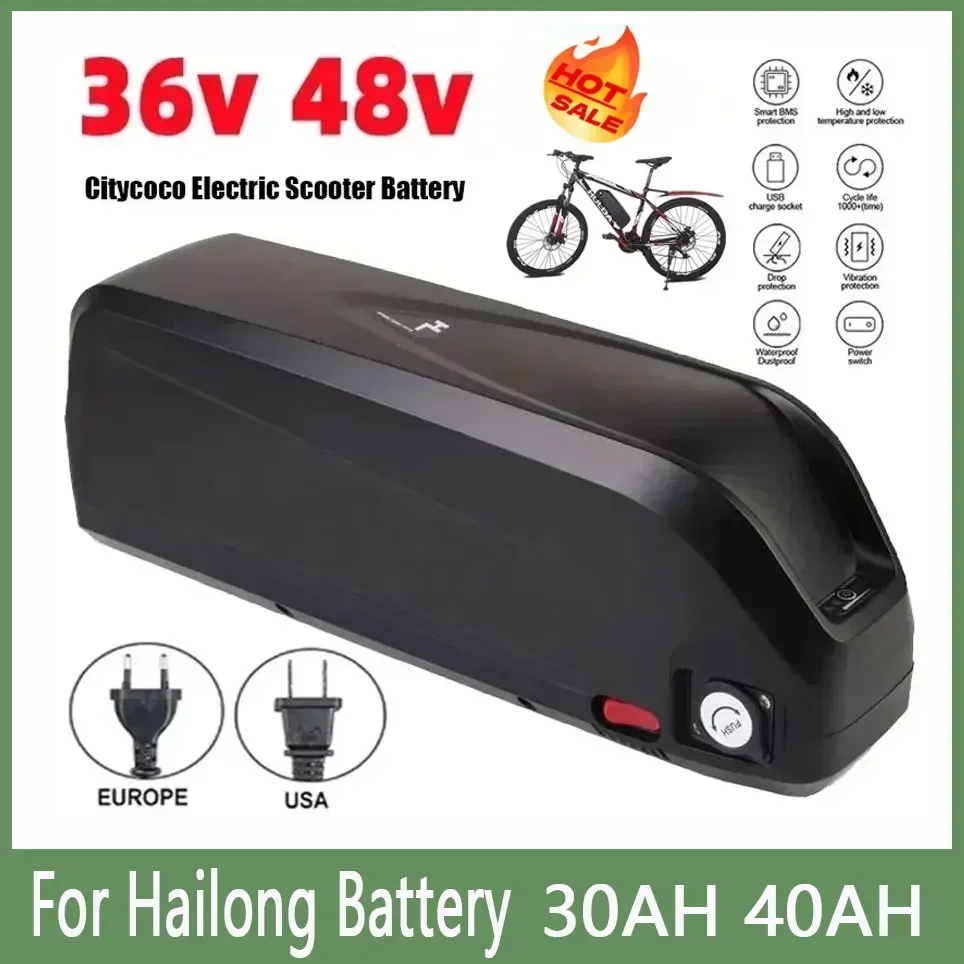 Batterie Hailong 48V de haute qualité, neuve et originale, 20Ah, 30Ah, 40Ah pour moteur Bafang BBS02, BBS03, BBSHD + BMS, prise personnalisable