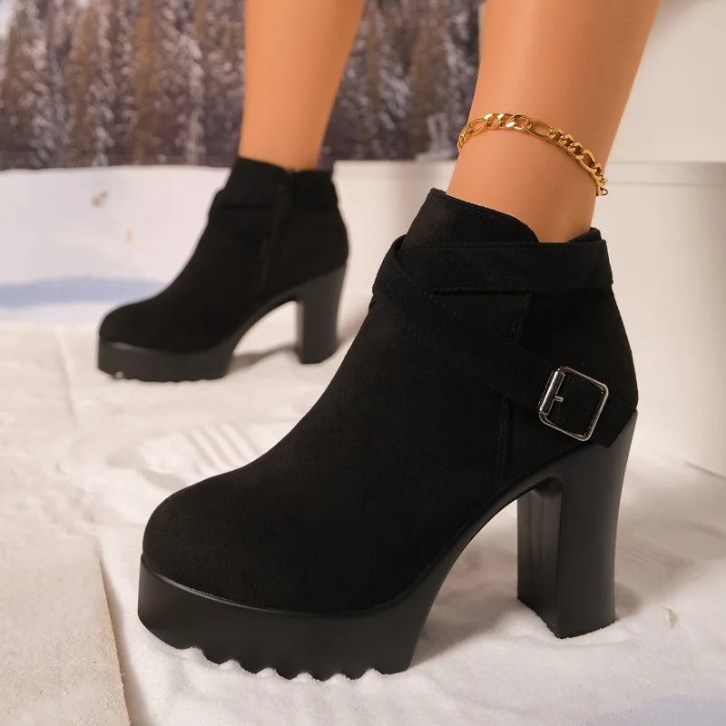 Block Heel New Comfortable Cropped Versatile Platform High Heels Fashion High Heels for Women