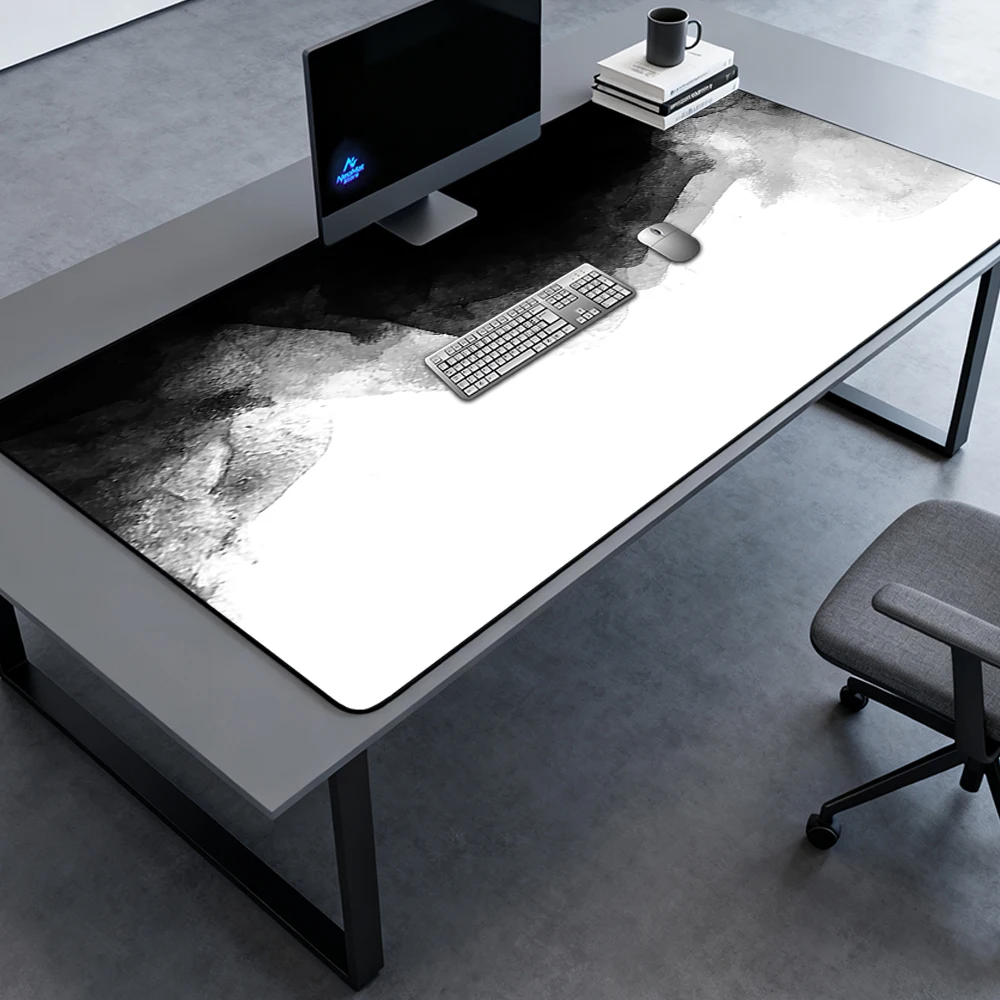 Wash Mousemat Mouse Pad Ink Abstract 1800x600 White Gaming Nonslip Full Desk Mat Smooth Black Pc Playmat Pad Desk Decor