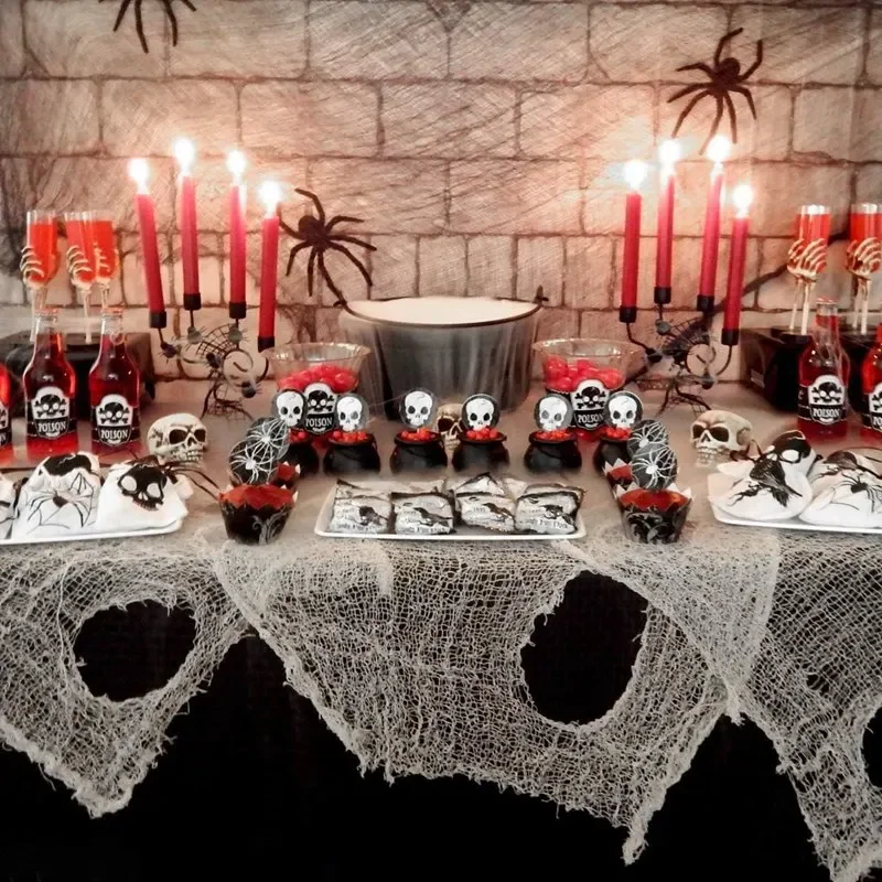 

F5 Horror Halloween Party Decoration Haunted Houses Doorway Outdoors Decorations White Creepy Cloth Scary Gauze Gothic Props