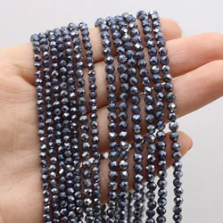 3/4mm Natural Stone Beads Round Faceted Terahertz Loose Spacer Beads for Jewelry Making DIY Necklace Bracelet Accessories 38cm
